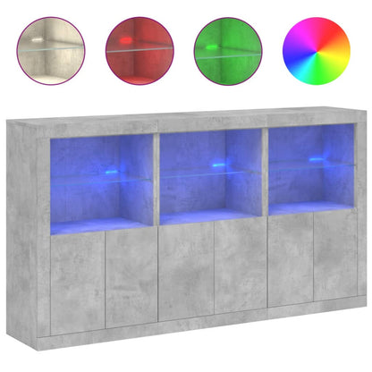 Sideboard with LED Lights Concrete Grey 181,5x37x100 cm