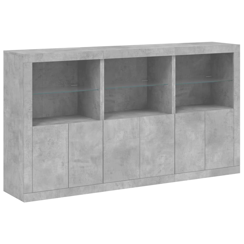 Sideboard with LED Lights Concrete Grey 181,5x37x100 cm