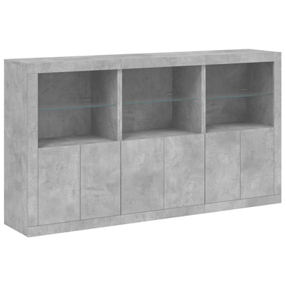 Sideboard with LED Lights Concrete Grey 181,5x37x100 cm