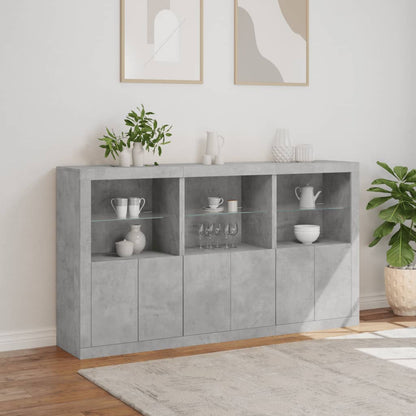 Sideboard with LED Lights Concrete Grey 181,5x37x100 cm