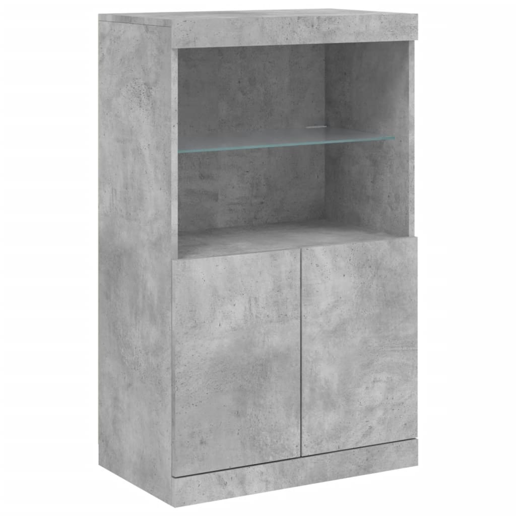 Sideboard with LED Lights Concrete Grey 181,5x37x100 cm