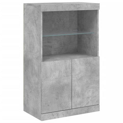Sideboard with LED Lights Concrete Grey 181,5x37x100 cm