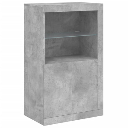 Sideboard with LED Lights Concrete Grey 181,5x37x100 cm