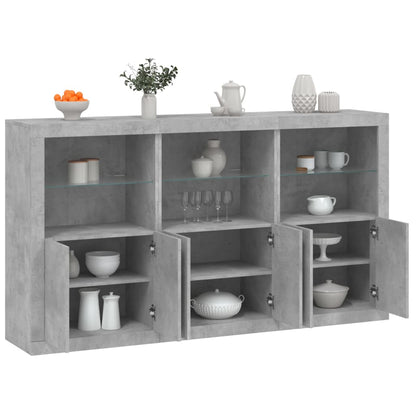 Sideboard with LED Lights Concrete Grey 181,5x37x100 cm