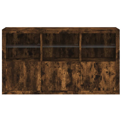 Sideboard with LED Lights Smoked Oak 181,5x37x100 cm