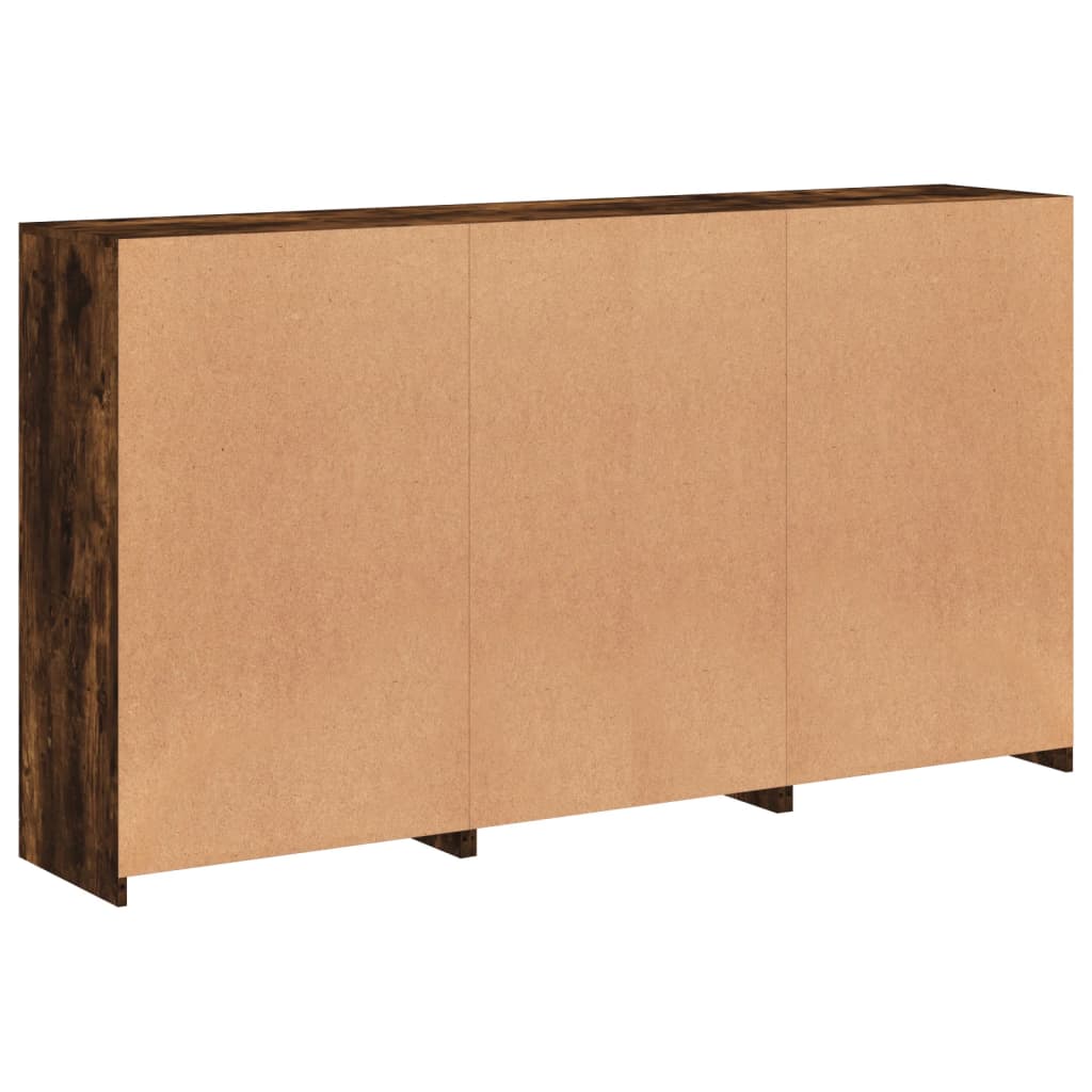 Sideboard with LED Lights Smoked Oak 181,5x37x100 cm