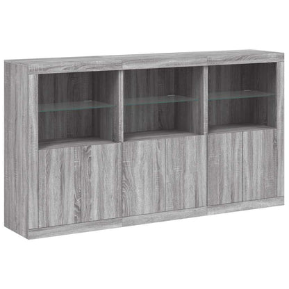 Sideboard with LED Lights Grey Sonoma 181,5x37x100 cm