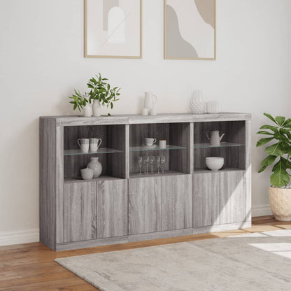 Sideboard with LED Lights Grey Sonoma 181.5x37x100 cm
