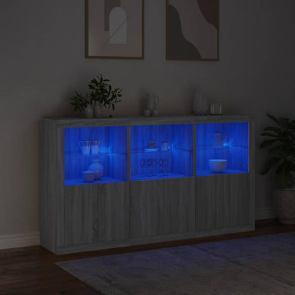Sideboard with LED Lights Grey Sonoma 181,5x37x100 cm