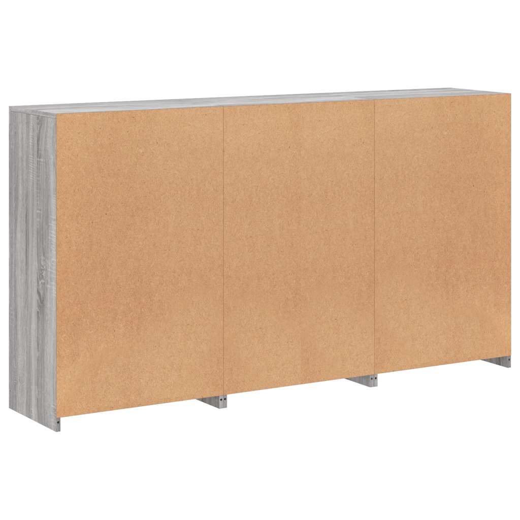 Sideboard with LED Lights Grey Sonoma 181,5x37x100 cm