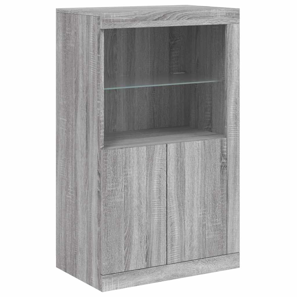 Sideboard with LED Lights Grey Sonoma 181,5x37x100 cm