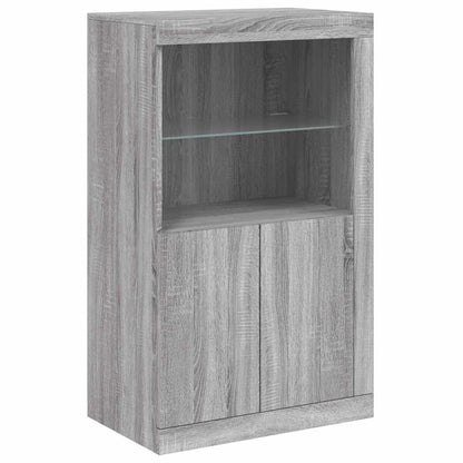 Sideboard with LED Lights Grey Sonoma 181,5x37x100 cm
