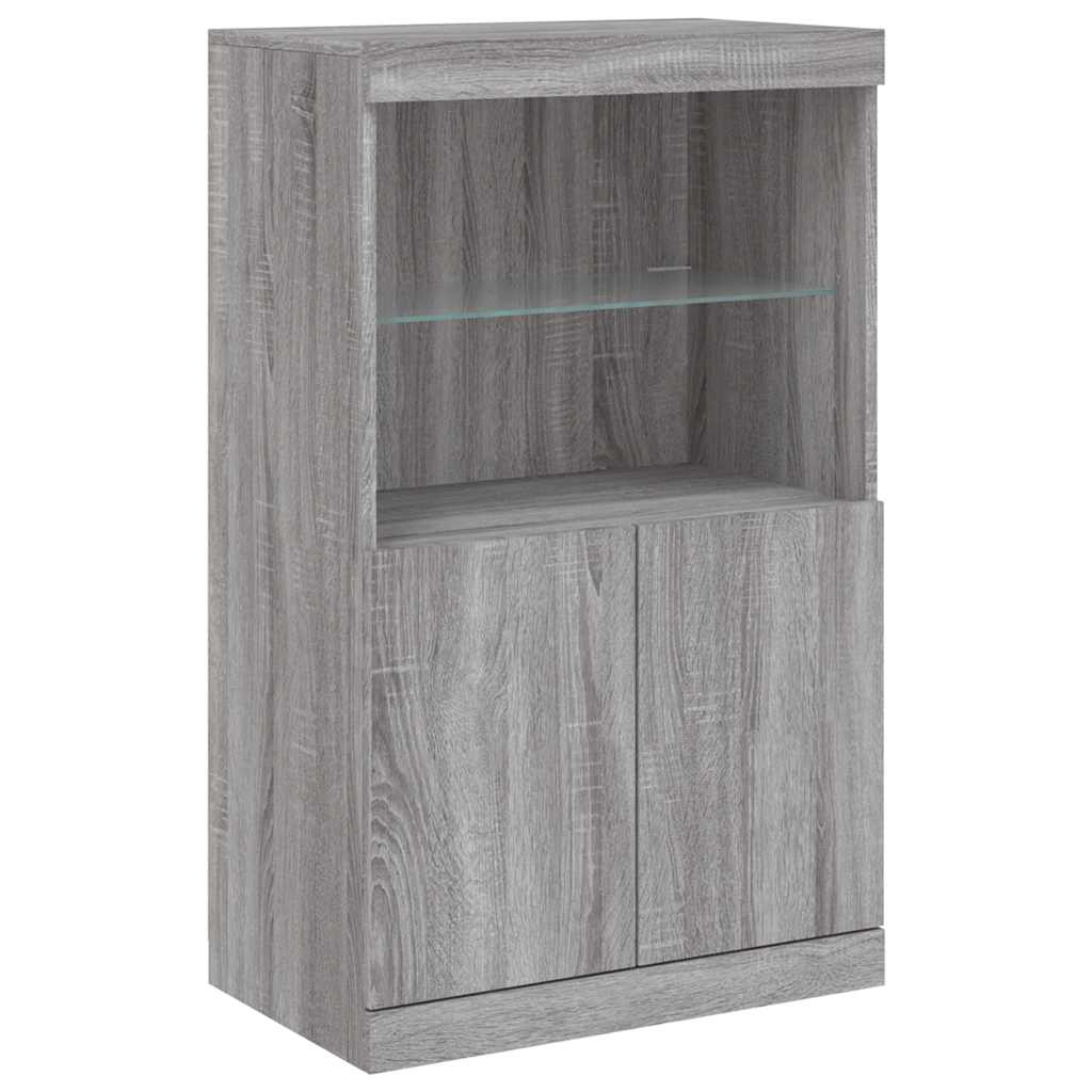 Sideboard with LED Lights Grey Sonoma 181,5x37x100 cm