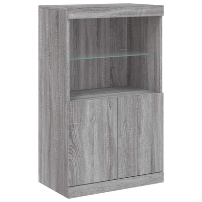 Sideboard with LED Lights Grey Sonoma 181,5x37x100 cm