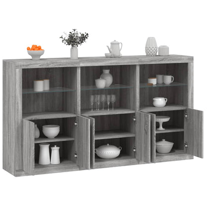Sideboard with LED Lights Grey Sonoma 181.5x37x100 cm