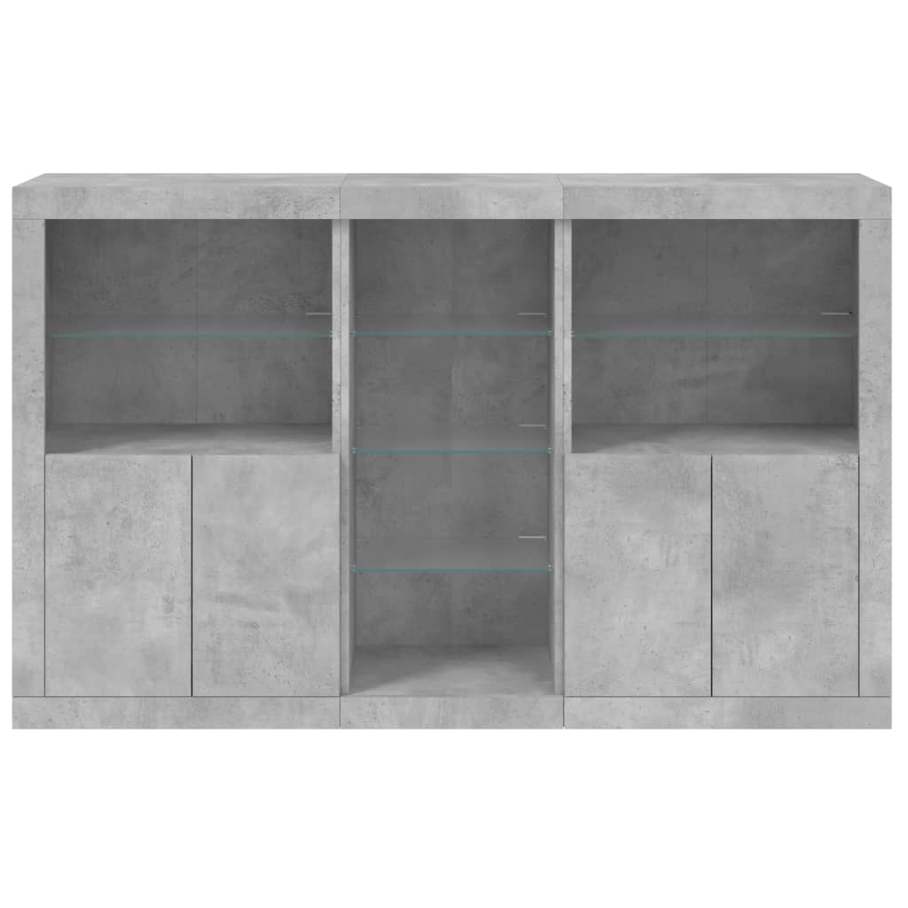 Sideboard with LED Lights Concrete Grey 162x37x100 cm
