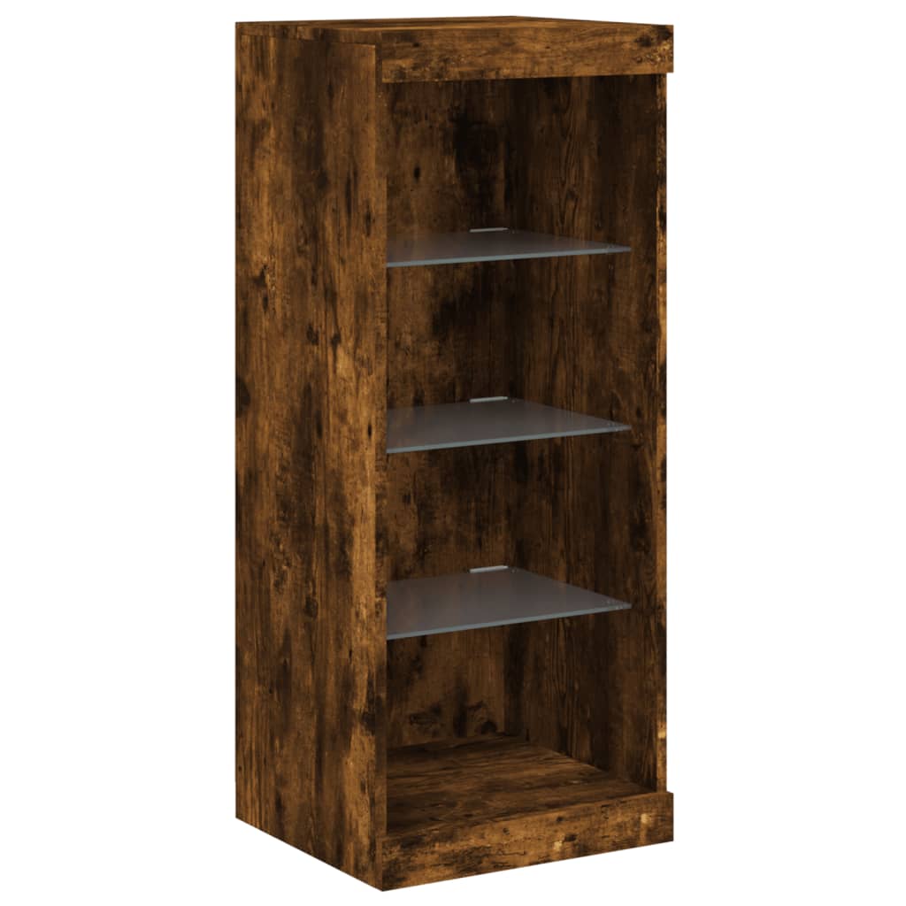 Sideboard with LED Lights Smoked Oak 162x37x100 cm
