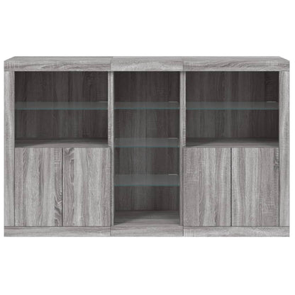 Sideboard with LED Lights Grey Sonoma 162x37x100 cm