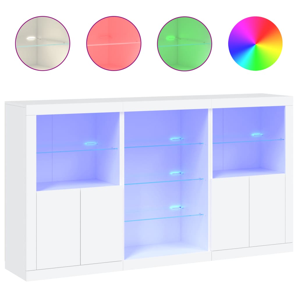 Sideboard with LED Lights White 181,5x37x100 cm