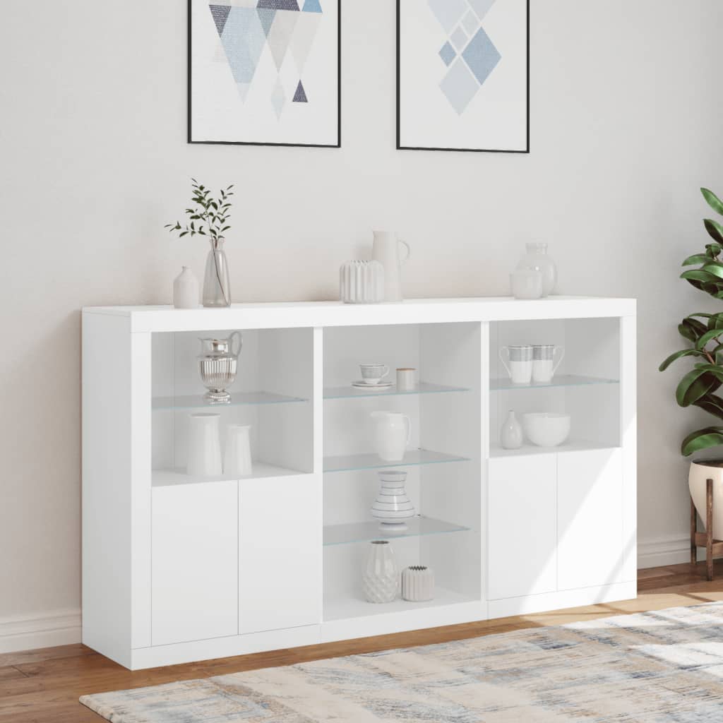 Sideboard with LED Lights White 181,5x37x100 cm