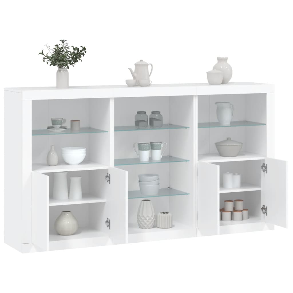 Sideboard with LED Lights White 181,5x37x100 cm