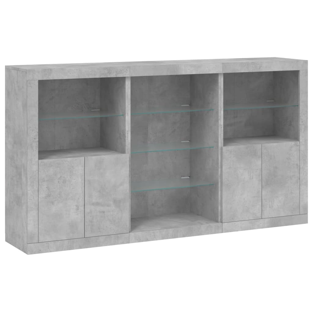Sideboard with LED Lights Concrete Grey 181,5x37x100 cm