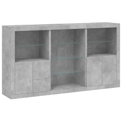 Sideboard with LED Lights Concrete Grey 181,5x37x100 cm