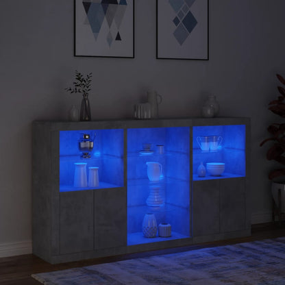 Sideboard with LED Lights Concrete Grey 181,5x37x100 cm