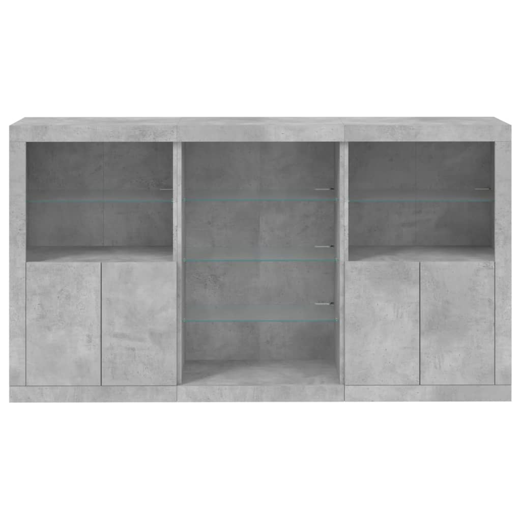 Sideboard with LED Lights Concrete Grey 181,5x37x100 cm