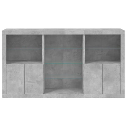 Sideboard with LED Lights Concrete Grey 181,5x37x100 cm