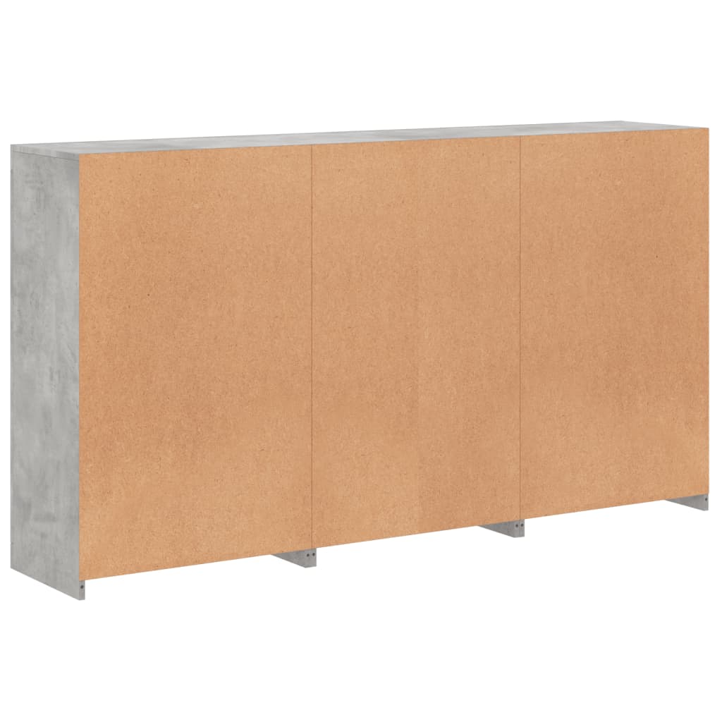 Sideboard with LED Lights Concrete Grey 181,5x37x100 cm