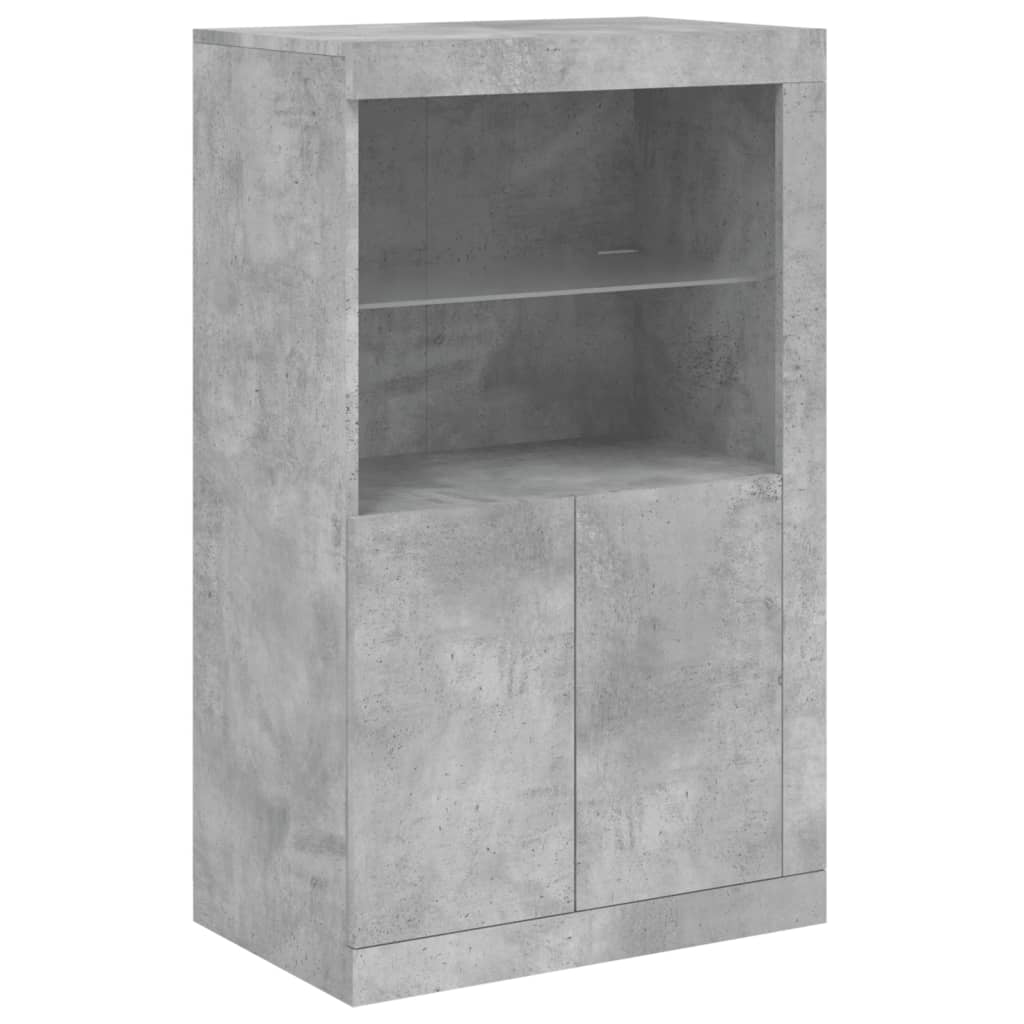 Sideboard with LED Lights Concrete Grey 181,5x37x100 cm