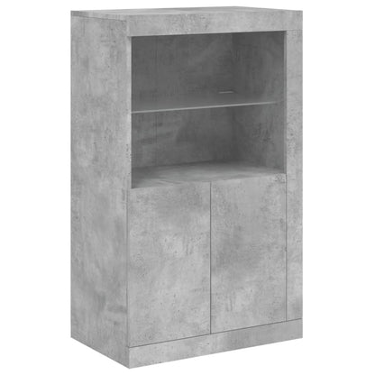Sideboard with LED Lights Concrete Grey 181,5x37x100 cm
