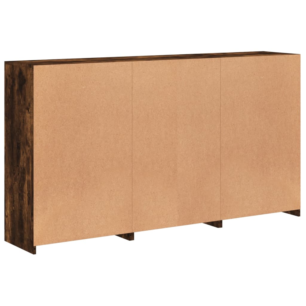 Sideboard with LED Lights Smoked Oak 181.5x37x100 cm