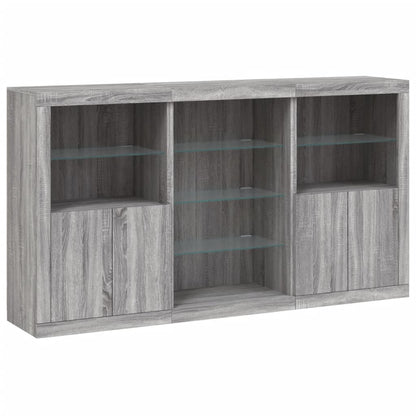 Sideboard with LED Lights Grey Sonoma 181,5x37x100 cm