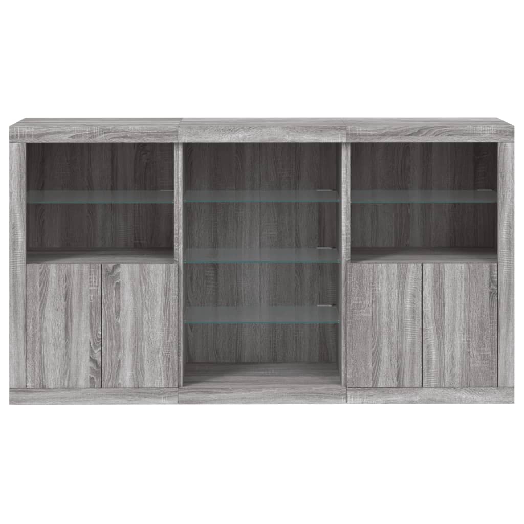 Sideboard with LED Lights Grey Sonoma 181,5x37x100 cm
