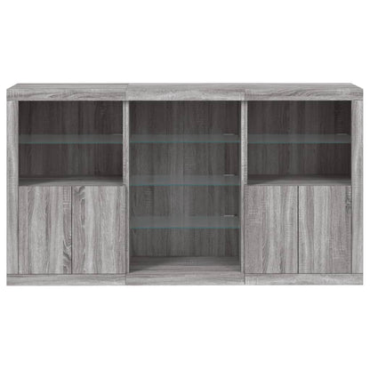 Sideboard with LED Lights Grey Sonoma 181,5x37x100 cm