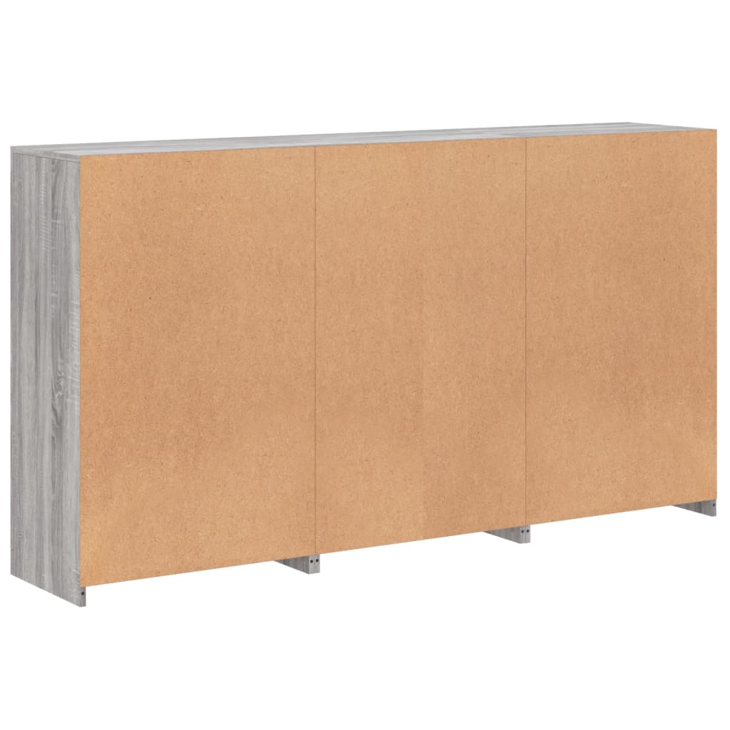 Sideboard with LED Lights Grey Sonoma 181,5x37x100 cm