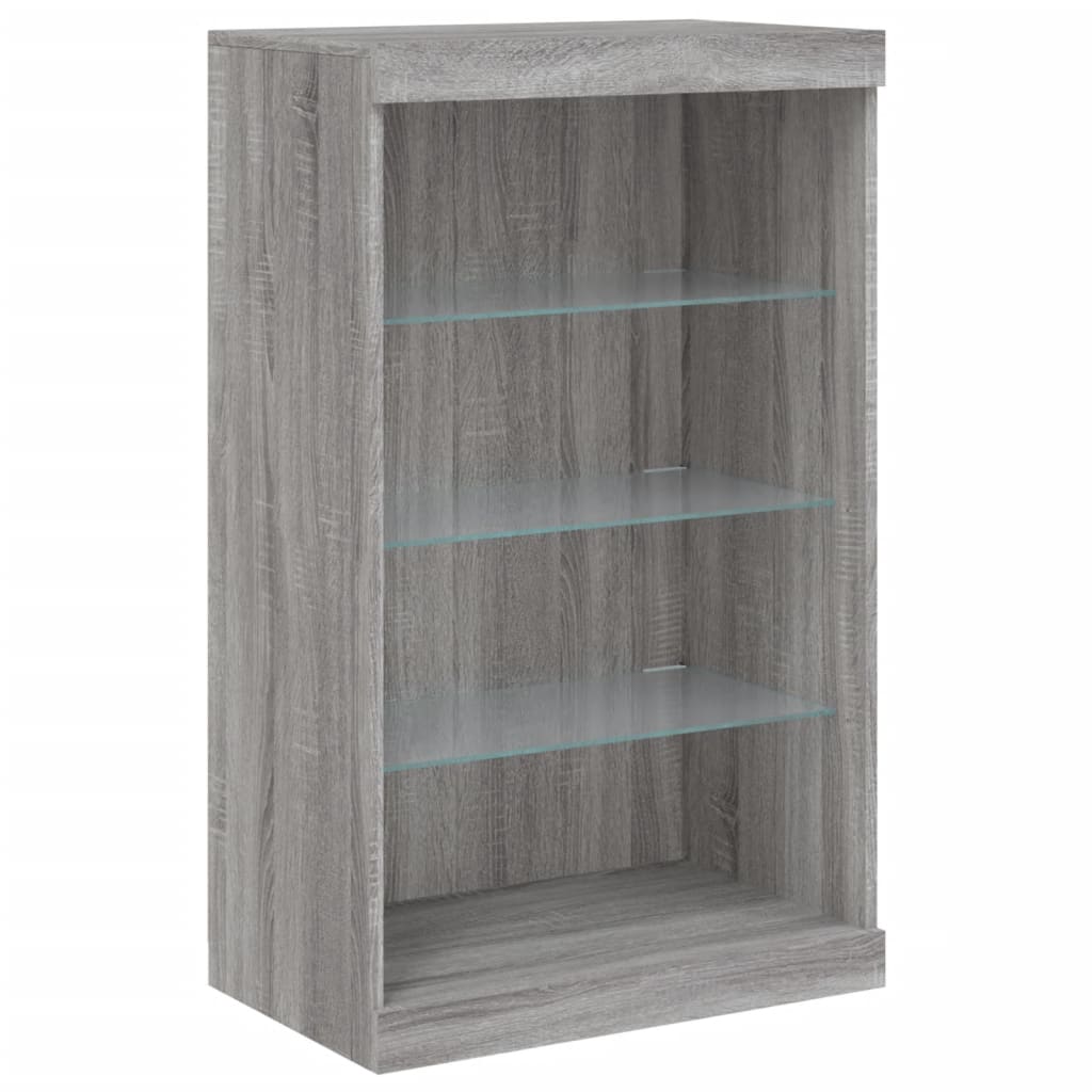 Sideboard with LED Lights Grey Sonoma 181,5x37x100 cm