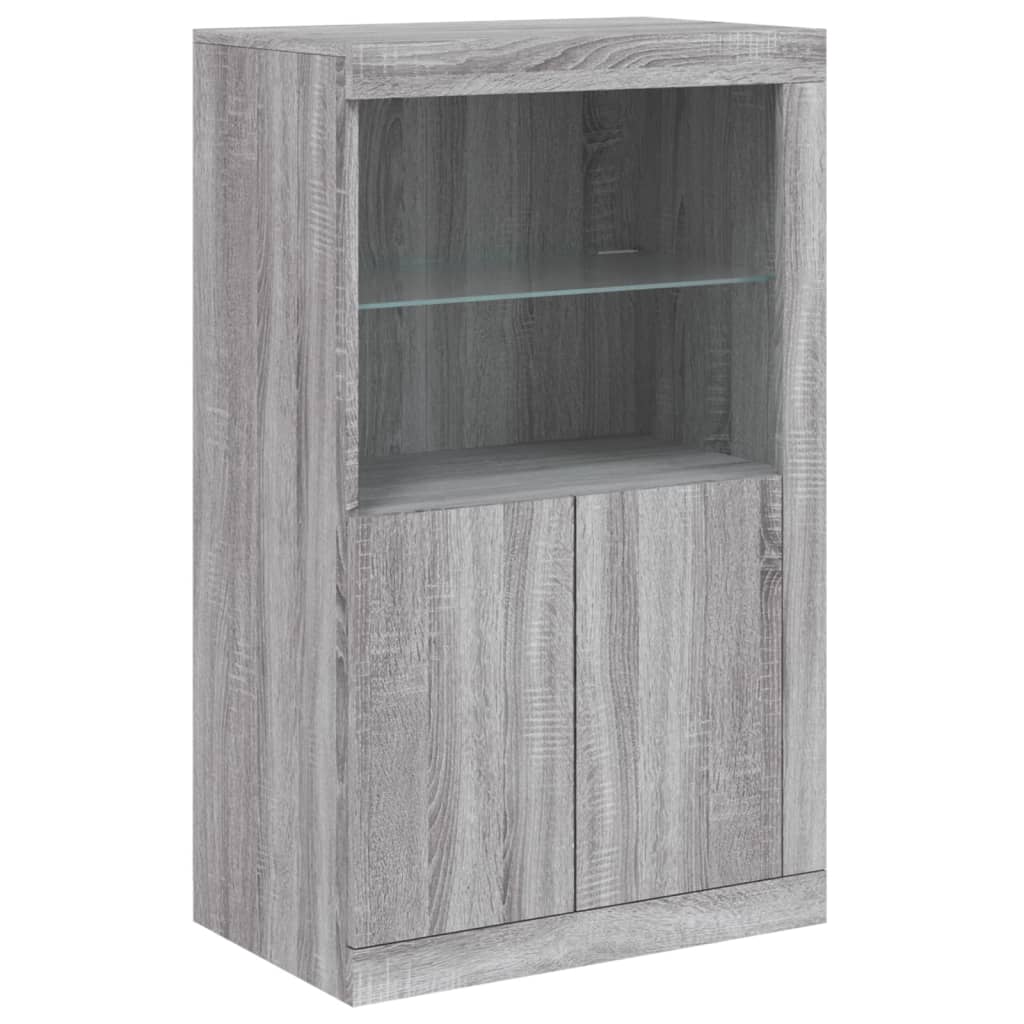 Sideboard with LED Lights Grey Sonoma 181,5x37x100 cm