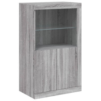 Sideboard with LED Lights Grey Sonoma 181,5x37x100 cm