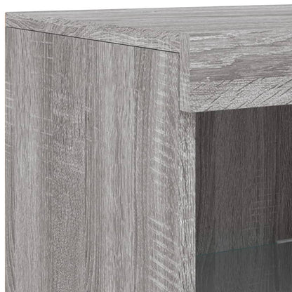 Sideboard with LED Lights Grey Sonoma 181,5x37x100 cm