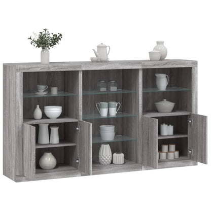 Sideboard with LED Lights Grey Sonoma 181,5x37x100 cm