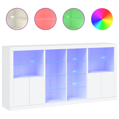 Sideboard with LED Lights White 202x37x100 cm