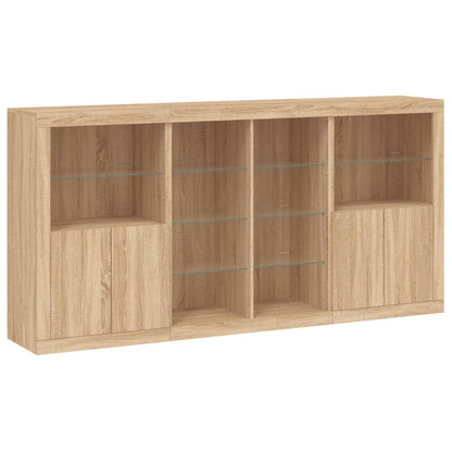 Sideboard with LED Lights Sonoma Oak 202x37x100 cm