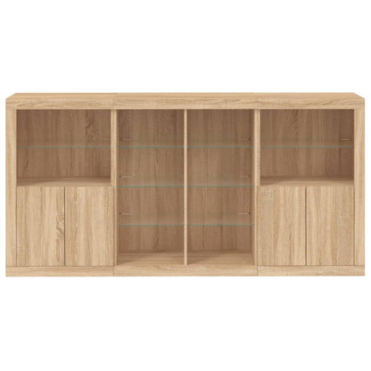 Sideboard with LED Lights Sonoma Oak 202x37x100 cm