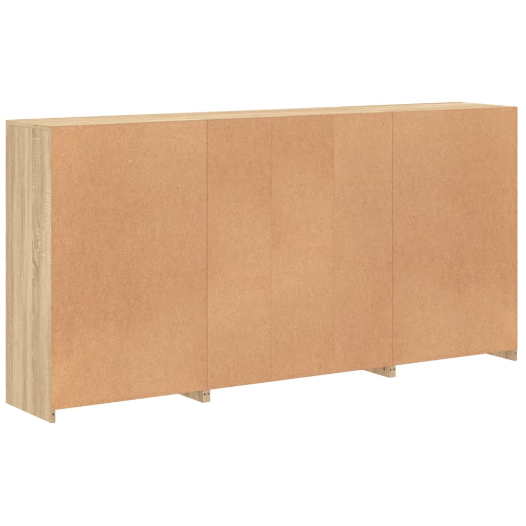 Sideboard with LED Lights Sonoma Oak 202x37x100 cm