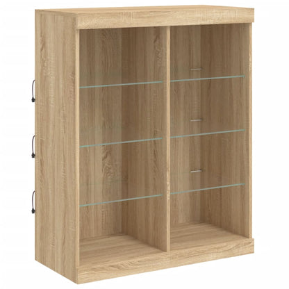 Sideboard with LED Lights Sonoma Oak 202x37x100 cm