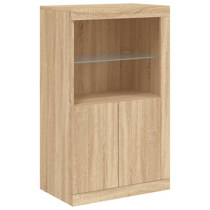 Sideboard with LED Lights Sonoma Oak 202x37x100 cm