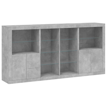 Sideboard with LED Lights Concrete Grey 202x37x100 cm